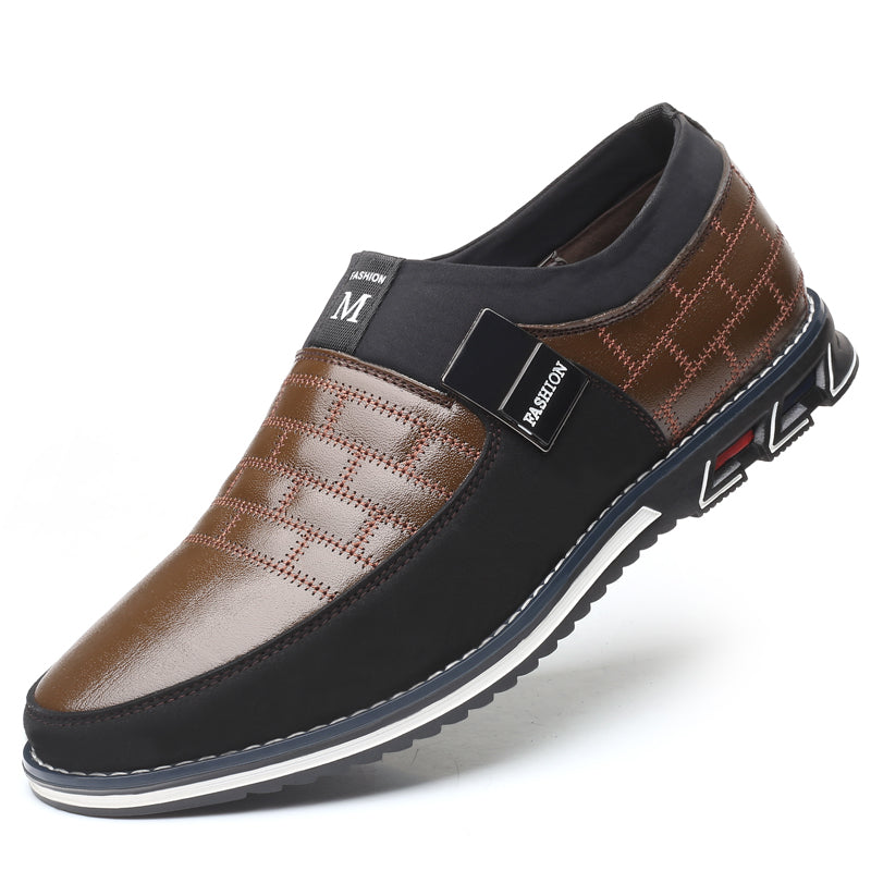 MEN'S SHOES - CASUAL LEATHER SLIP ON MAGIC CLOSURE LOAFERS
