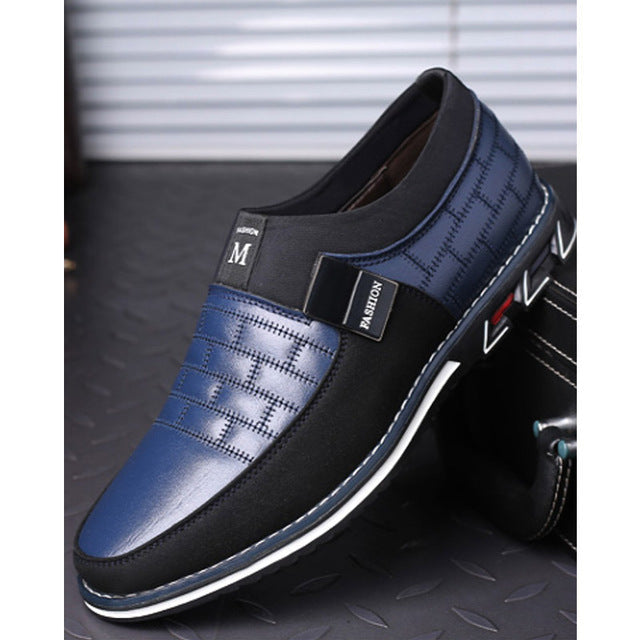 MEN'S SHOES - CASUAL LEATHER SLIP ON MAGIC CLOSURE LOAFERS