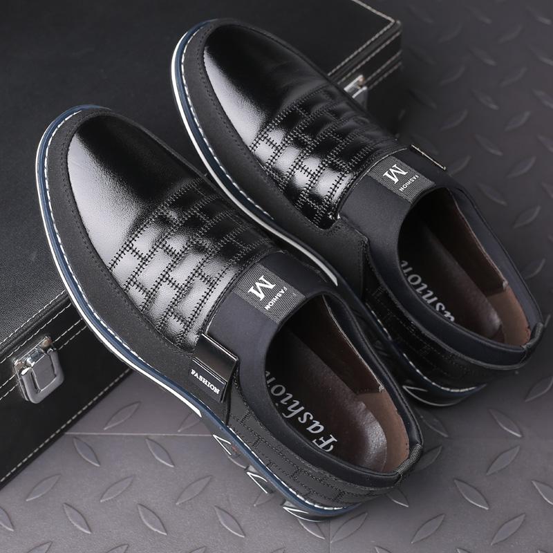 MEN'S SHOES - CASUAL LEATHER SLIP ON MAGIC CLOSURE LOAFERS