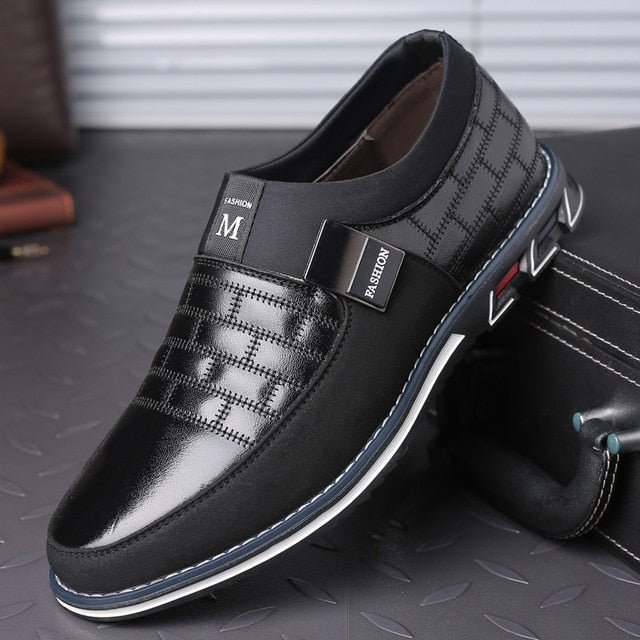 MEN'S SHOES - CASUAL LEATHER SLIP ON MAGIC CLOSURE LOAFERS