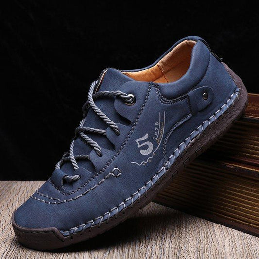 Men Microfiber Leather Hand Stitching Comfort Soft Casual Shoes