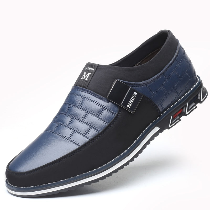 MEN'S SHOES - CASUAL LEATHER SLIP ON MAGIC CLOSURE LOAFERS