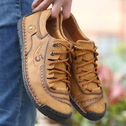 Men Microfiber Leather Hand Stitching Comfort Soft Casual Shoes