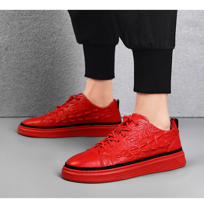COWHIDE CROCODILE PRINT SNEAKERS BLACK