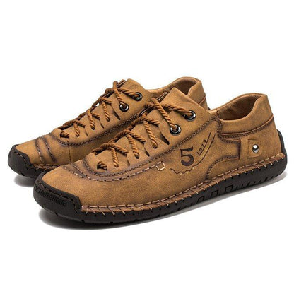 Men Microfiber Leather Hand Stitching Comfort Soft Casual Shoes