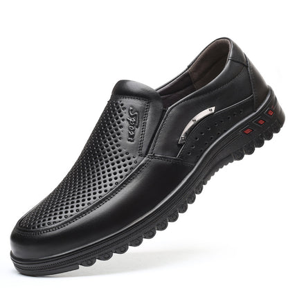Hollow men's shoes summer breathable men's footwear casual leather shoes cowhide business
