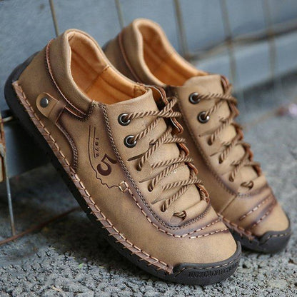 Men Microfiber Leather Hand Stitching Comfort Soft Casual Shoes