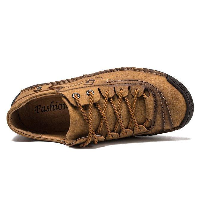 Men Microfiber Leather Hand Stitching Comfort Soft Casual Shoes