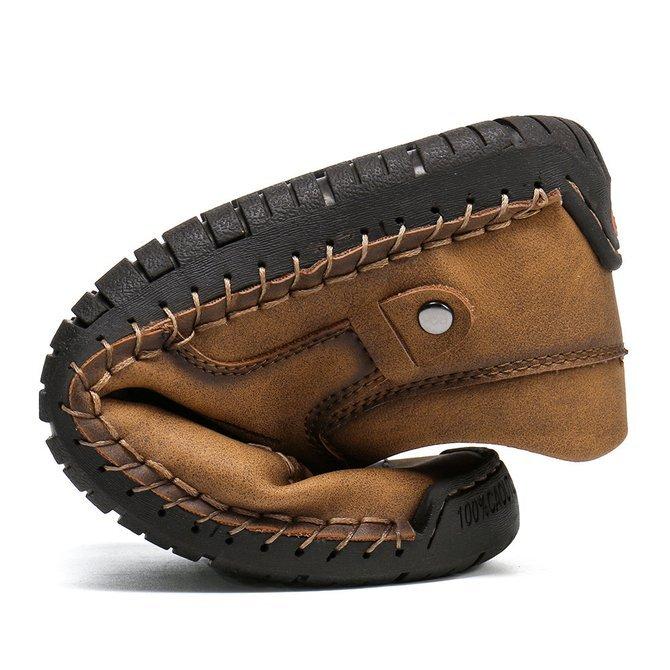Men Microfiber Leather Hand Stitching Comfort Soft Casual Shoes
