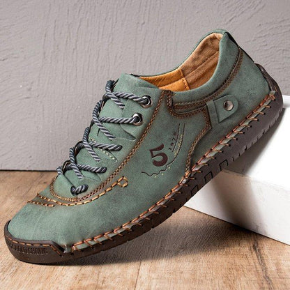 Men Microfiber Leather Hand Stitching Comfort Soft Casual Shoes